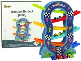LEAN Toys Drewniana Zjeżdżalnia 6 Poziomów Autka Liczby