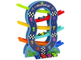 LEAN Toys Drewniana Zjeżdżalnia 6 Poziomów Autka Liczby