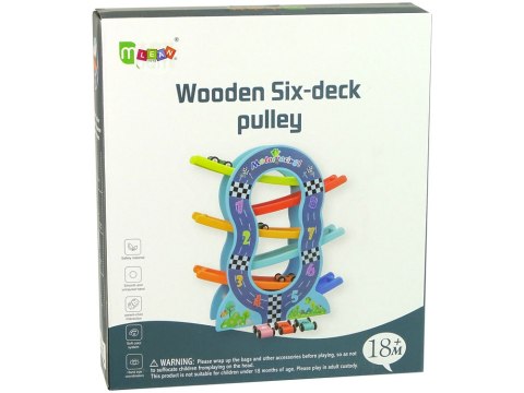 LEAN Toys Drewniana Zjeżdżalnia 6 Poziomów Autka Liczby LEAN Toys Drewniana Zjeżdżalnia 6 Poziomów Autka Liczby