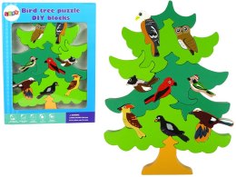 LEAN Toys Drewniane Drzewo Ptaki Leśne DIY Klocki Drewniane Puzzle Trójwymiarowa
