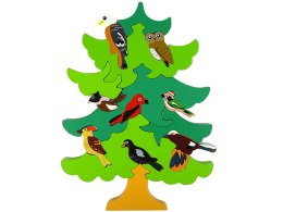 LEAN Toys Drewniane Drzewo Ptaki Leśne DIY Klocki Drewniane Puzzle Trójwymiarowa