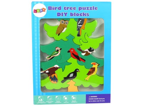 LEAN Toys Drewniane Drzewo Ptaki Leśne DIY Klocki Drewniane Puzzle Trójwymiarowa LEAN Toys Drewniane Drzewo Ptaki Leśne DIY Klocki Drewniane Puzzle Trójwymiarowa