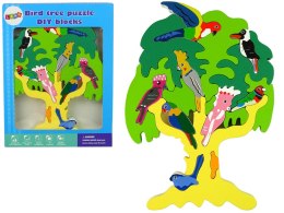 LEAN Toys Drewniane Drzewo Ptaki Papugi DIY Klocki Drewniane Puzzle