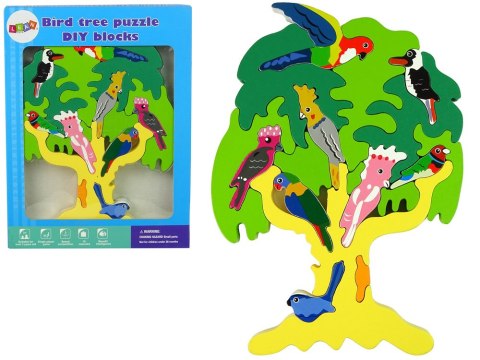 LEAN Toys Drewniane Drzewo Ptaki Papugi DIY Klocki Drewniane Puzzle LEAN Toys Drewniane Drzewo Ptaki Papugi DIY Klocki Drewniane Puzzle