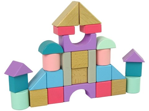 LEAN Toys Drewniane Klocki Pastelowe Kolory 28 Elementów Zamek Budowle LEAN Toys Drewniane Klocki Pastelowe Kolory 28 Elementów Zamek Budowle