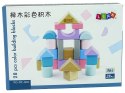 LEAN Toys Drewniane Klocki Pastelowe Kolory 28 Elementów Zamek Budowle