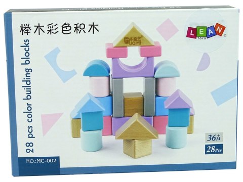 LEAN Toys Drewniane Klocki Pastelowe Kolory 28 Elementów Zamek Budowle LEAN Toys Drewniane Klocki Pastelowe Kolory 28 Elementów Zamek Budowle