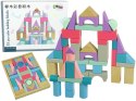 LEAN Toys Drewniane Klocki Pastelowe Kolory 55 Elementów Zamek Budowle