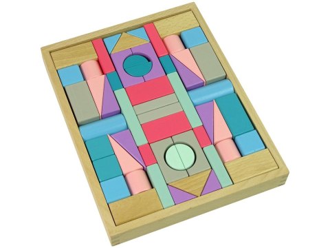 LEAN Toys Drewniane Klocki Pastelowe Kolory 55 Elementów Zamek Budowle LEAN Toys Drewniane Klocki Pastelowe Kolory 55 Elementów Zamek Budowle
