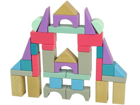 LEAN Toys Drewniane Klocki Pastelowe Kolory 55 Elementów Zamek Budowle LEAN Toys Drewniane Klocki Pastelowe Kolory 55 Elementów Zamek Budowle