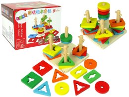LEAN Toys Drewniane Klocki Układanka Zręcznościowa Edukacyjna Sorter Kształty