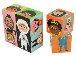 LEAN Toys Drewniane Klocki Ułóż Postacie 6 Części Puzzle Kolorowe
