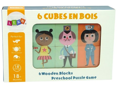 LEAN Toys Drewniane Klocki Ułóż Postacie 6 Części Puzzle Kolorowe LEAN Toys Drewniane Klocki Ułóż Postacie 6 Części Puzzle Kolorowe