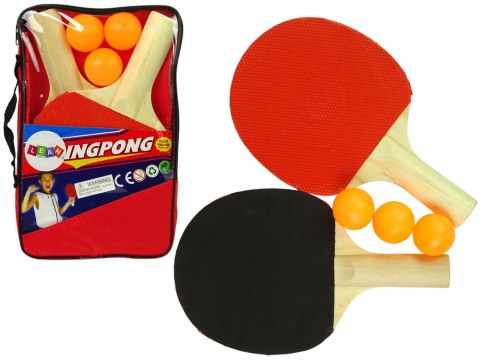 LEAN Toys Drewniane Paletki Do Ping Ponga 3 Piłki Pokrowiec LEAN Toys Drewniane Paletki Do Ping Ponga 3 Piłki Pokrowiec