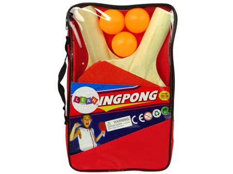 LEAN Toys Drewniane Paletki Do Ping Ponga 3 Piłki Pokrowiec LEAN Toys Drewniane Paletki Do Ping Ponga 3 Piłki Pokrowiec