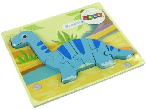 LEAN Toys Drewniane Puzzle Dinozaur Brachiosaur Niebieski LEAN Toys Drewniane Puzzle Dinozaur Brachiosaur Niebieski