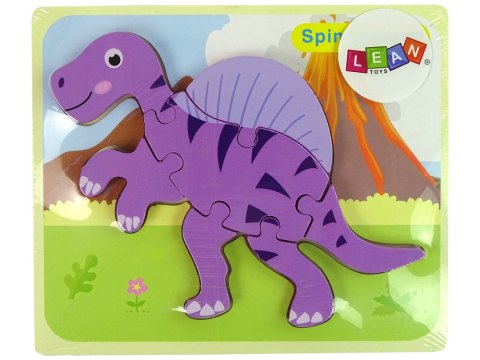 LEAN Toys Drewniane Puzzle Dinozaur Corythosaurus Różowy Spinosaurus Fioletowy LEAN Toys Drewniane Puzzle Dinozaur Corythosaurus Różowy Spinosaurus Fioletowy