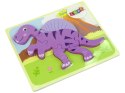 LEAN Toys Drewniane Puzzle Dinozaur Corythosaurus Różowy Spinosaurus Fioletowy