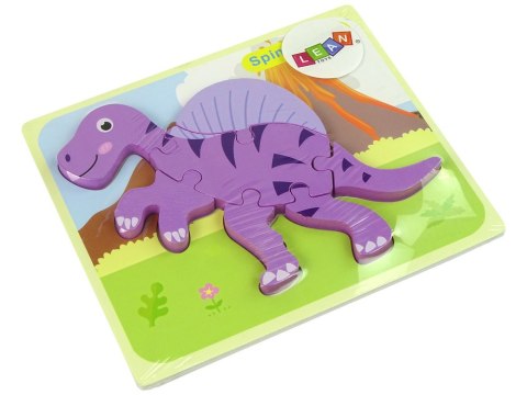 LEAN Toys Drewniane Puzzle Dinozaur Corythosaurus Różowy Spinosaurus Fioletowy LEAN Toys Drewniane Puzzle Dinozaur Corythosaurus Różowy Spinosaurus Fioletowy