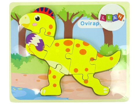 LEAN Toys Drewniane Puzzle Dinozaur Stegosaurus Żółty Oviraptor Żółty LEAN Toys Drewniane Puzzle Dinozaur Stegosaurus Żółty Oviraptor Żółty