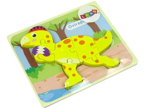 LEAN Toys Drewniane Puzzle Dinozaur Stegosaurus Żółty Oviraptor Żółty LEAN Toys Drewniane Puzzle Dinozaur Stegosaurus Żółty Oviraptor Żółty