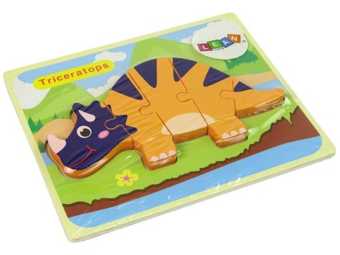 LEAN Toys Drewniane Puzzle Dinozaury Triceratops Ankylosaurus Pomarańczowy LEAN Toys Drewniane Puzzle Dinozaury Triceratops Ankylosaurus Pomarańczowy