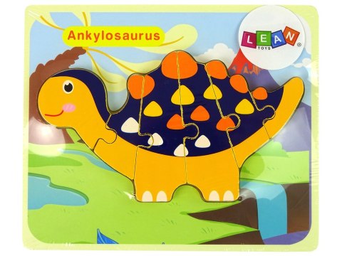LEAN Toys Drewniane Puzzle Dinozaury Triceratops Ankylosaurus Pomarańczowy LEAN Toys Drewniane Puzzle Dinozaury Triceratops Ankylosaurus Pomarańczowy