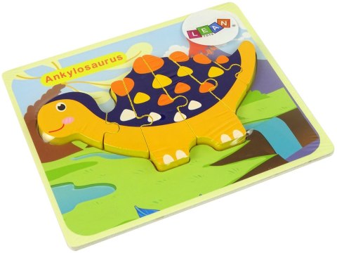 LEAN Toys Drewniane Puzzle Dinozaury Triceratops Ankylosaurus Pomarańczowy LEAN Toys Drewniane Puzzle Dinozaury Triceratops Ankylosaurus Pomarańczowy