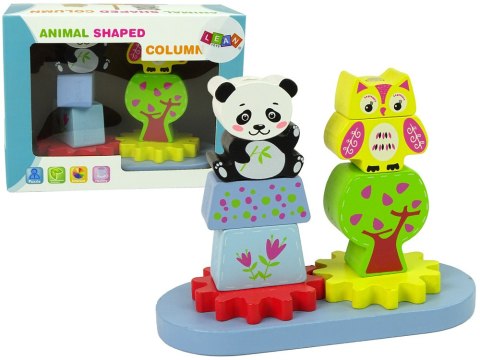 LEAN Toys Drewniane Zwierzątka Sorter Sowa Panda Koła Zębate LEAN Toys Drewniane Zwierzątka Sorter Sowa Panda Koła Zębate