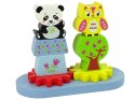 LEAN Toys Drewniane Zwierzątka Sorter Sowa Panda Koła Zębate