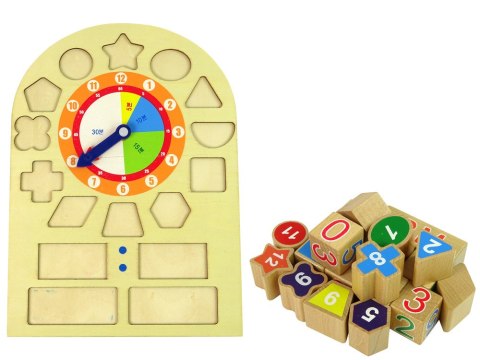 LEAN Toys Drewniany Edukacyjny Zegar Sorter Klocki Kolorowe Liczby LEAN Toys Drewniany Edukacyjny Zegar Sorter Klocki Kolorowe Liczby