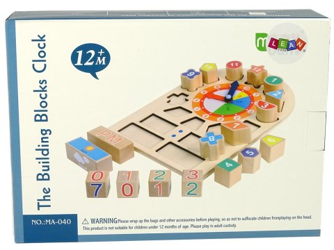 LEAN Toys Drewniany Edukacyjny Zegar Sorter Klocki Kolorowe Liczby LEAN Toys Drewniany Edukacyjny Zegar Sorter Klocki Kolorowe Liczby