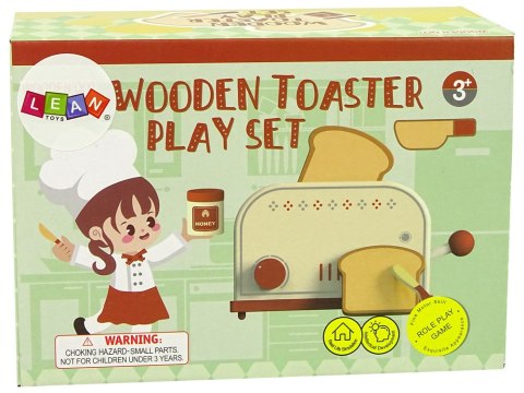 LEAN Toys Drewniany Toster Akcesoria Śniadanie Kuchnia Dzieci LEAN Toys Drewniany Toster Akcesoria Śniadanie Kuchnia Dzieci