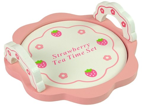 LEAN Toys Drewniany Zestaw Do Herbatę Różowy Kwiatki Dzbanek Taca LEAN Toys Drewniany Zestaw Do Herbatę Różowy Kwiatki Dzbanek Taca