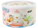 LEAN Toys Drewniany Zestaw Do Herbatę Różowy Kwiatki Dzbanek Taca