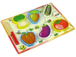 LEAN Toys Drewniany Zestaw Warzyw Do Krojenia 6 Sztuk Pomidor Papryka Ogórek