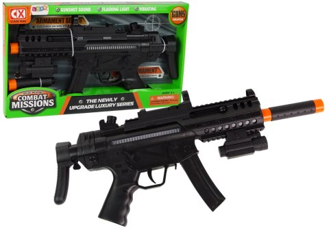 LEAN Toys Duży Pistolet Karabin Maszynowy na baterie Światło Dźwięk Wibracje LEAN Toys Duży Pistolet Karabin Maszynowy na baterie Światło Dźwięk Wibracje