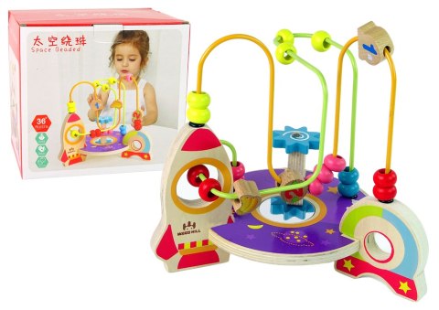 LEAN Toys Edukacyjna Drewniana Przeplatanka Rakieta Labirynt Space LEAN Toys Edukacyjna Drewniana Przeplatanka Rakieta Labirynt Space