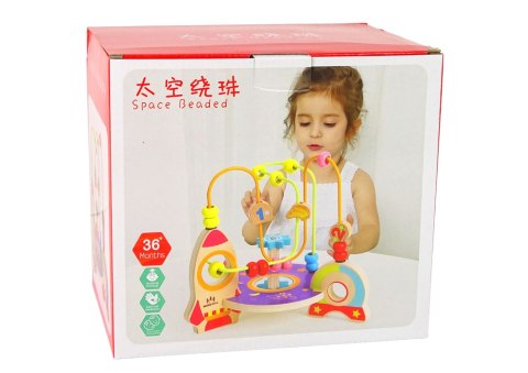 LEAN Toys Edukacyjna Drewniana Przeplatanka Rakieta Labirynt Space LEAN Toys Edukacyjna Drewniana Przeplatanka Rakieta Labirynt Space