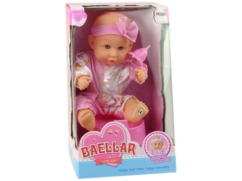 LEAN Toys Lalka Bobas Różowa Nocnik Siusia Pije Kokardka 24 cm LEAN Toys Lalka Bobas Różowa Nocnik Siusia Pije Kokardka 24 cm