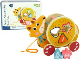 LEAN Toys Lisek Do Ciągnięcia Na Kółkach Sorter Klocki Drewniane