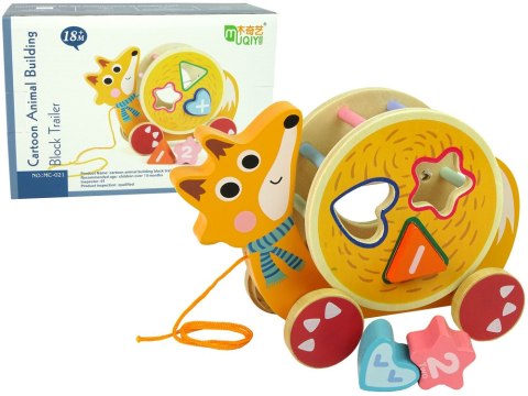 LEAN Toys Lisek Do Ciągnięcia Na Kółkach Sorter Klocki Drewniane LEAN Toys Lisek Do Ciągnięcia Na Kółkach Sorter Klocki Drewniane
