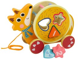 LEAN Toys Lisek Do Ciągnięcia Na Kółkach Sorter Klocki Drewniane
