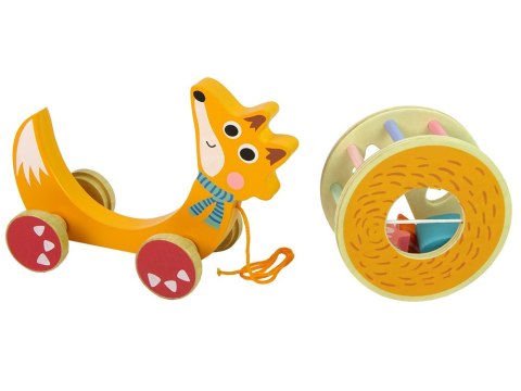 LEAN Toys Lisek Do Ciągnięcia Na Kółkach Sorter Klocki Drewniane LEAN Toys Lisek Do Ciągnięcia Na Kółkach Sorter Klocki Drewniane