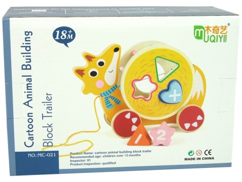 LEAN Toys Lisek Do Ciągnięcia Na Kółkach Sorter Klocki Drewniane LEAN Toys Lisek Do Ciągnięcia Na Kółkach Sorter Klocki Drewniane