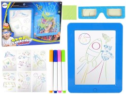 LEAN Toys Magiczna Podświetlana Tablica 3D Okulary Niebieska