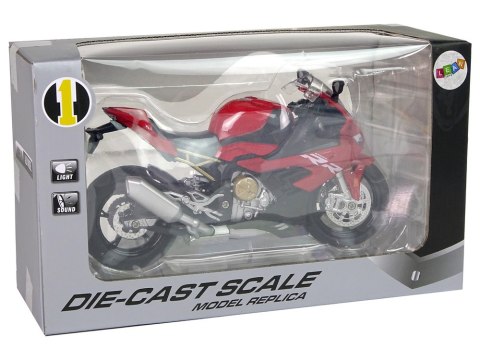 LEAN Toys Motocykl Model BMW S1000RR Czerwony Dźwięki Światła LEAN Toys Motocykl Model BMW S1000RR Czerwony Dźwięki Światła