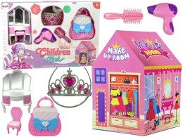 LEAN Toys Namiot Księżniczki dla Dzieci Salon Piękności Różowy Akcesoria Korona