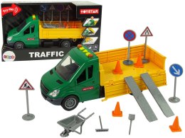 LEAN Toys Pojazd Auto Drogowe Wywrotka Napęd Frykcyjny Akcesoria Drogowe Dźwięk