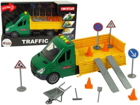 LEAN Toys Pojazd Auto Drogowe Wywrotka Napęd Frykcyjny Akcesoria Drogowe Dźwięk